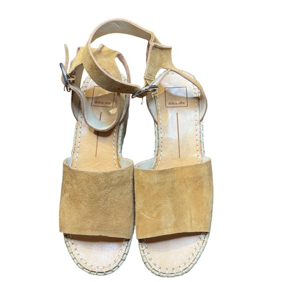 Dolce Vita Shoes - Dolce Vita Shoes Womens Size 8.5 Brown Suede Espadrille Wedge Sandals Buckle